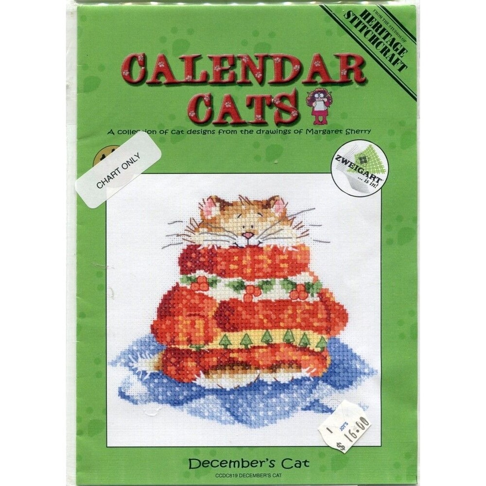Cross Stitch Chart - Heritage Stitch Craft - December's Cat